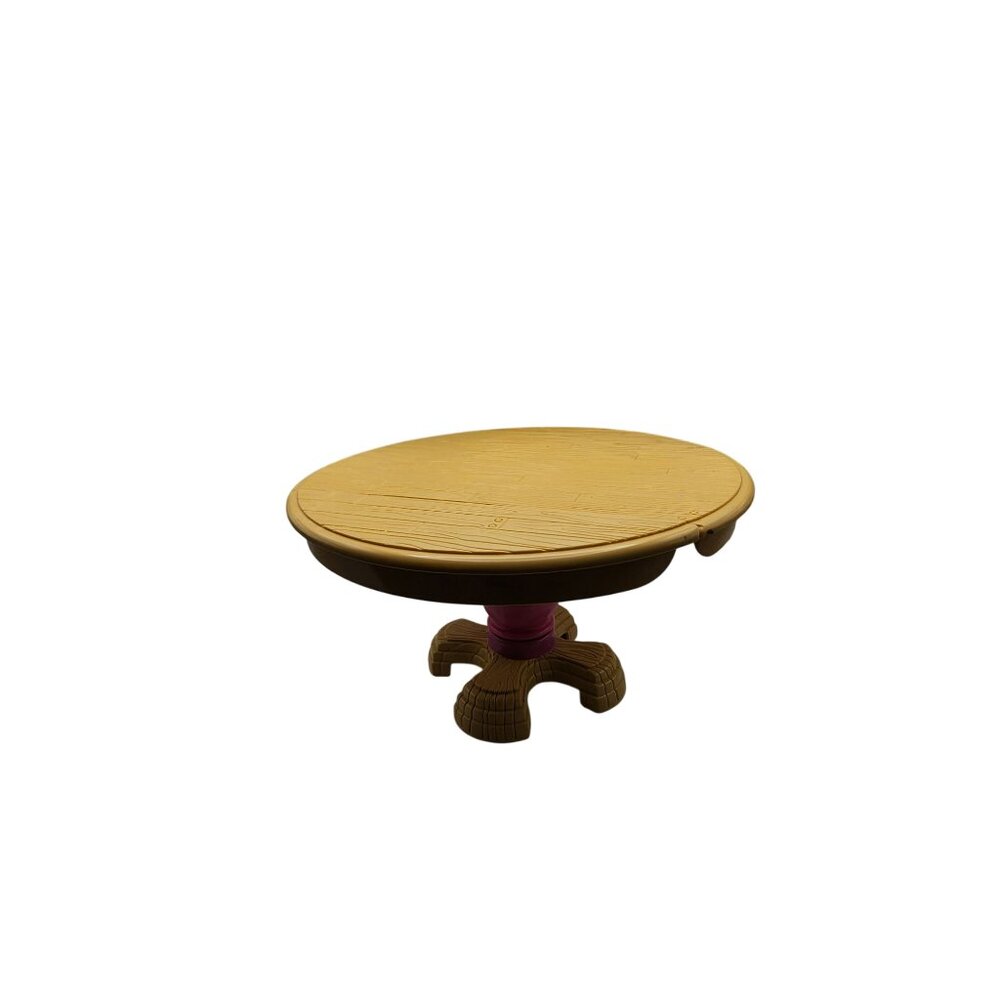 Vintage Fisher-Price Dollhouse Table Round Yellow Top & Pink Pedestal Base